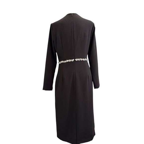 Motf Rhinestone Belt Black Square Neck Dress Size M - Picture 4 of 10